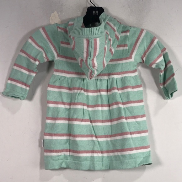Korango Fantasy Striped Hooded Knit Dress, Toddler Girl's Size 2Y - Mint/multi - Picture 2 of 10